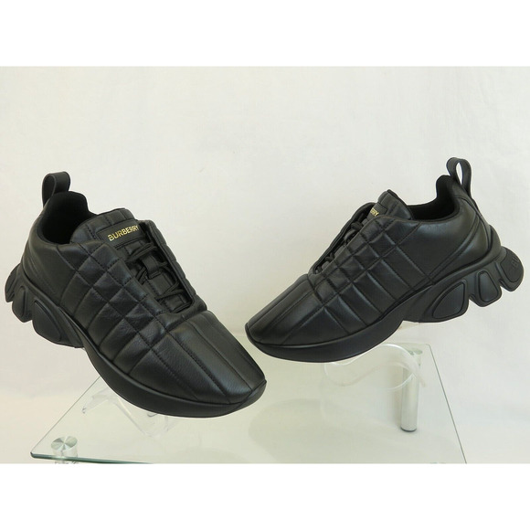 $850 BURBERRY AXBURTON BLACK CHECK QUILTED LEATHER LOGO SNEAKERS 13 US 46 ITALY - Picture 8 of 15
